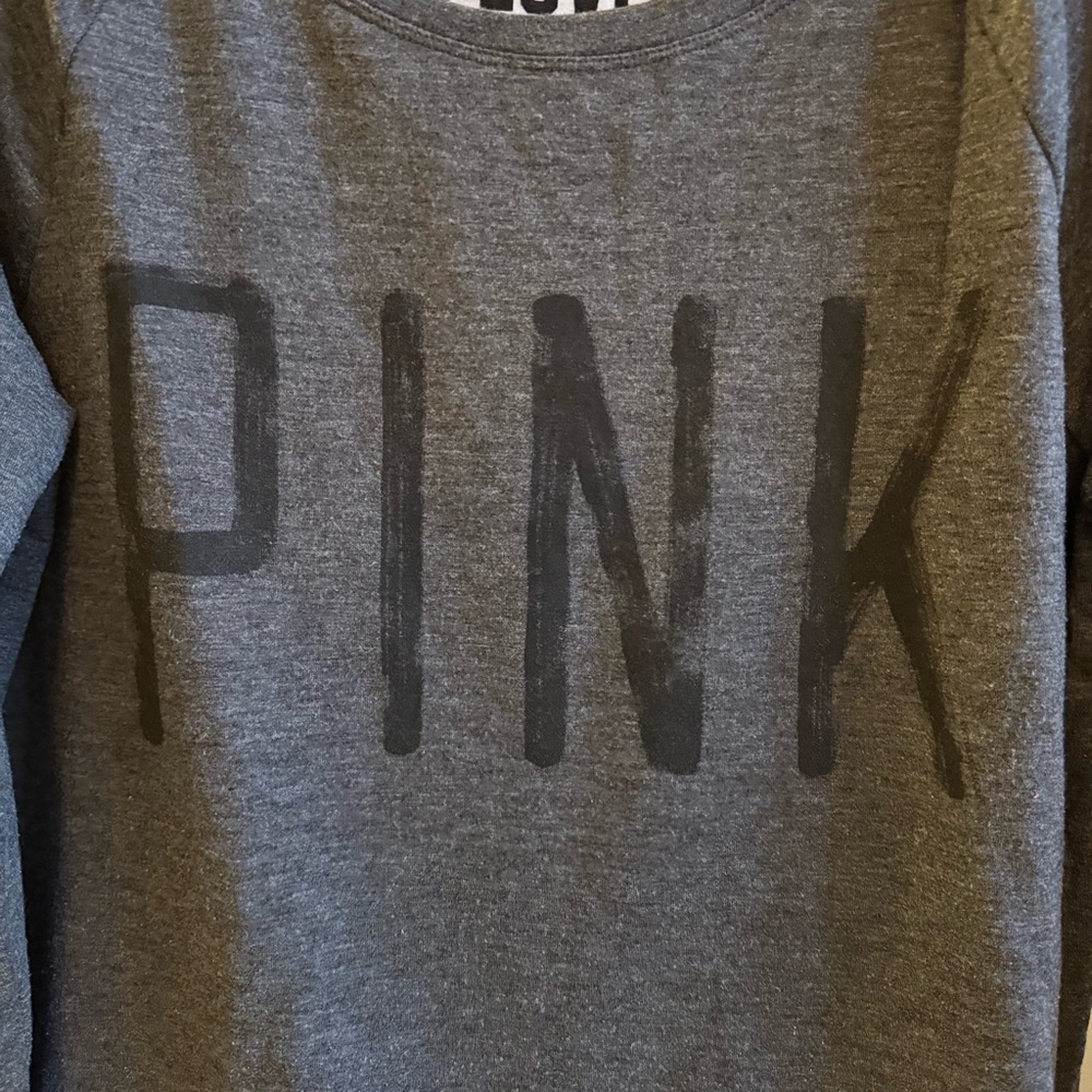 PINK Victoria's Secret Gray Long Sleeve Sweatshirt - Picture 2 of 4